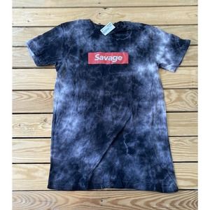 NWT ACE APPAREL Black White Savage Tie Dye T Shirt